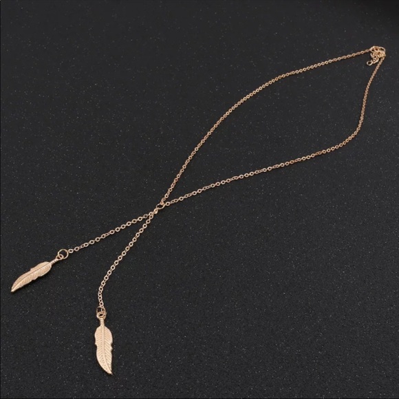 New Fashion Long Gold Color Leaves Choker Pendant Necklace - Picture 5 of 7